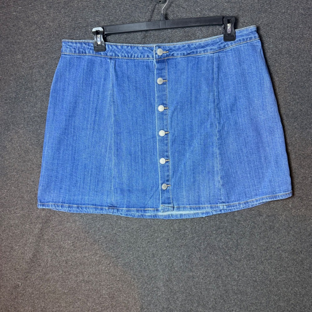 Judy Blue 3X Denim Mini Skirt Button Front Boho Retro Beach Festival Preppy